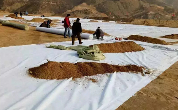 復合土工膜施工現場(chǎng)